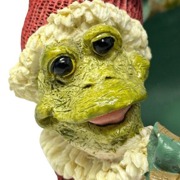 Mistletoad Santa Basket Christmas Candy Dish Resin Holiday Decoration Kitsch - Picture 2 of 10